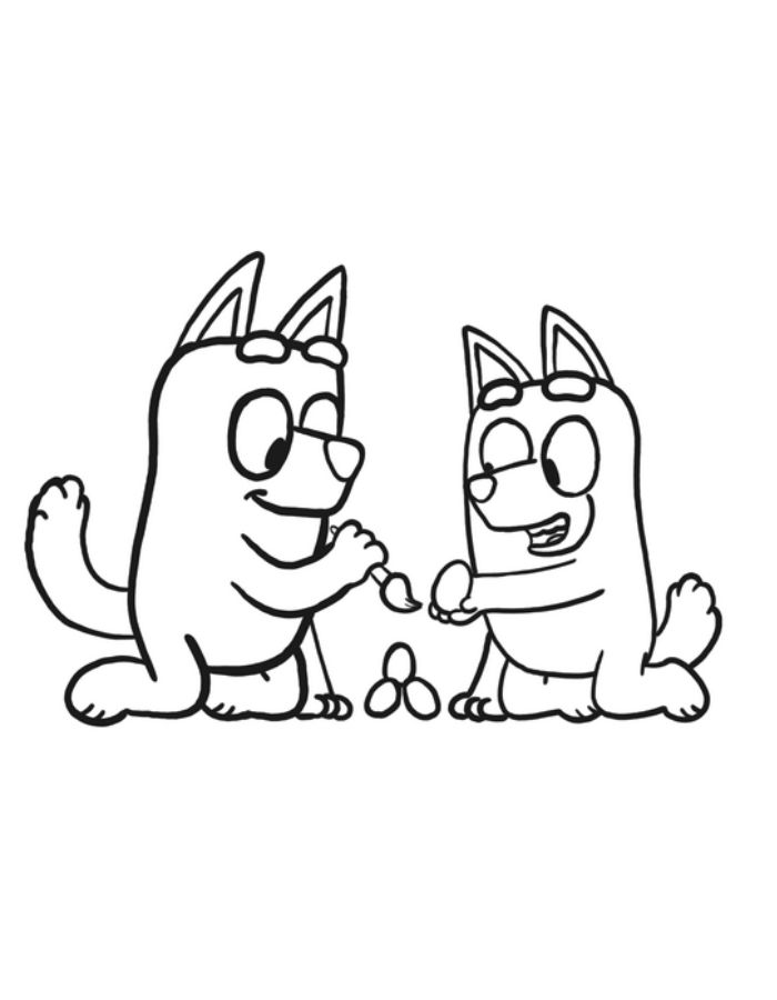 Bluey And Bingo Paint Easter Eggs