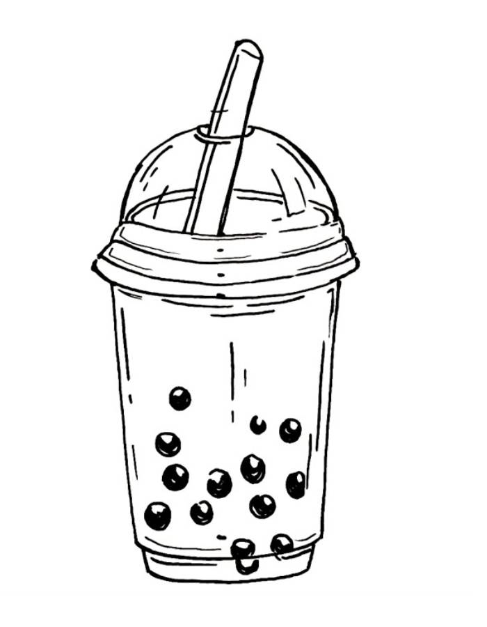 Boba Bubble Tea Outline Coloring Page