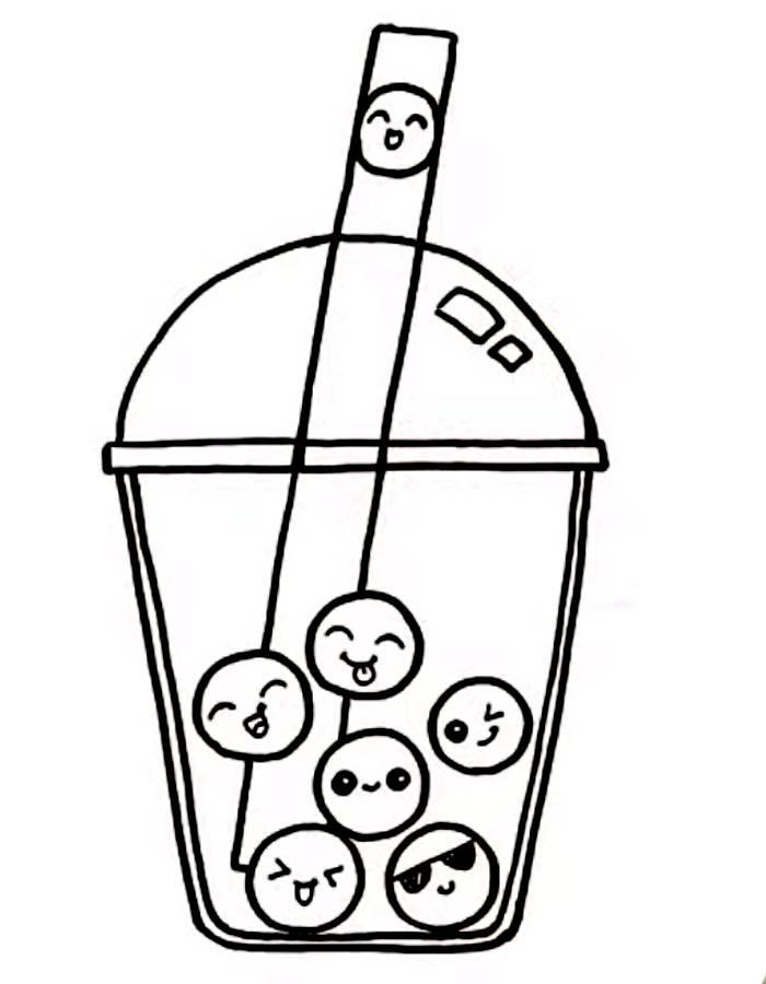 Boba Drink Cute And Easy Coloring Page