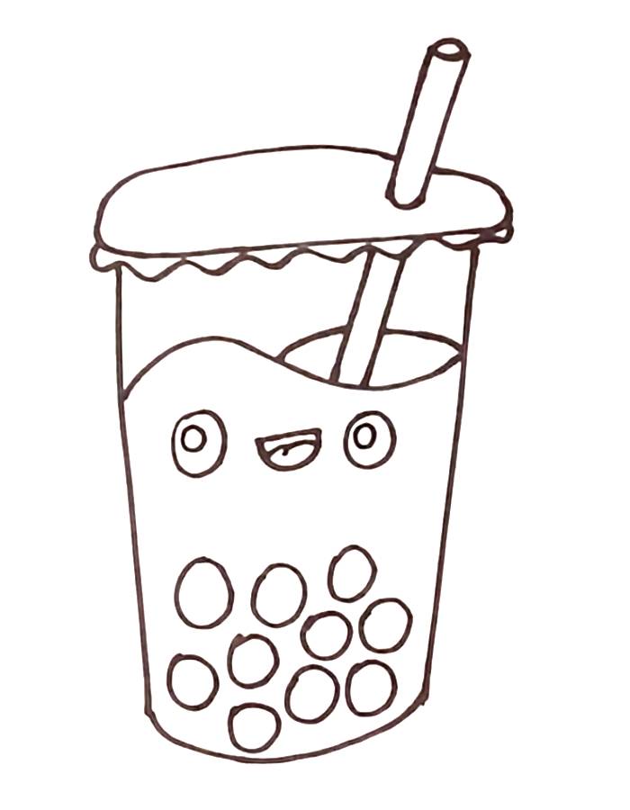 Boba Milk Tea Coloring Page