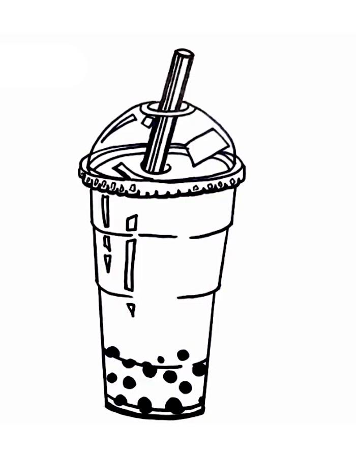 Boba Tea Easy Line Art Coloring Page