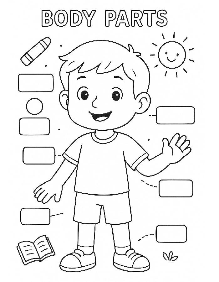 Body Parts Labeling Worksheet For Kids Coloring Page