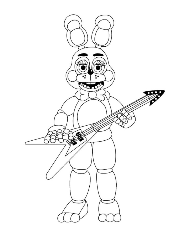 Bonnie Playing An Electric Guitar Coloring Page