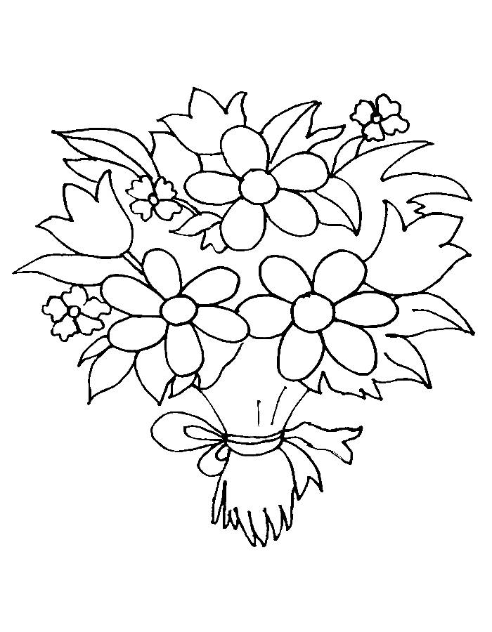 Bouquet Of Flowers Drawing Coloring Page