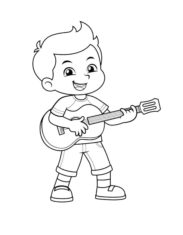 Boy Playing Guitar Drawing