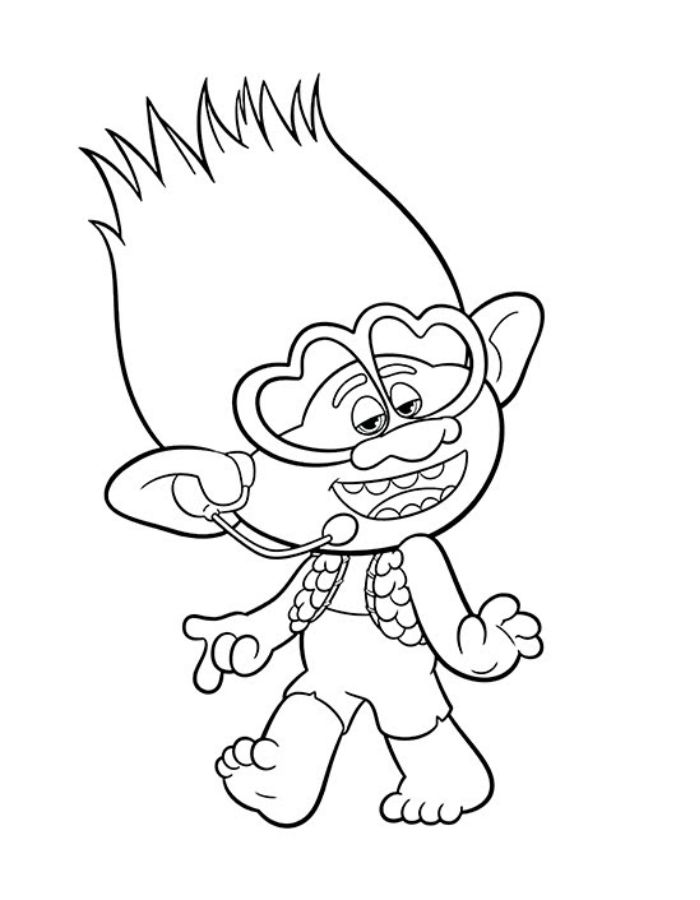 Branch Trolls Drawing Coloring Page