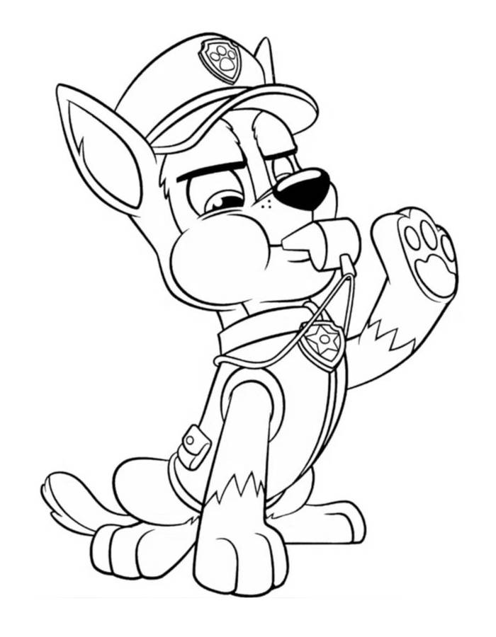 Brave Chase Puppy On Duty Coloring Page
