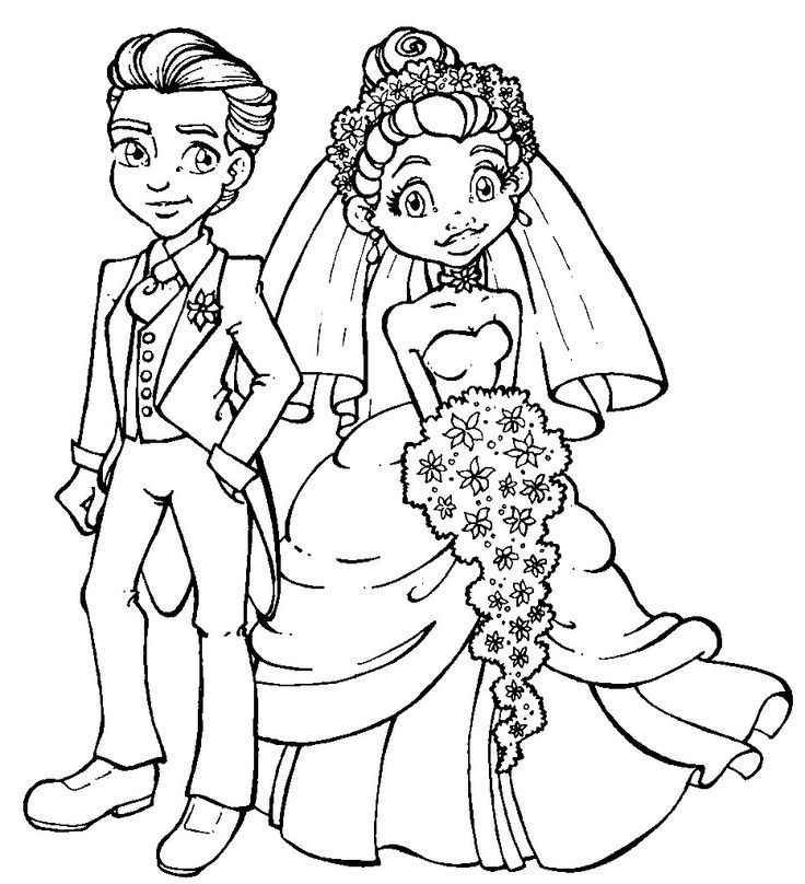 Bride And Groom Coloring Page