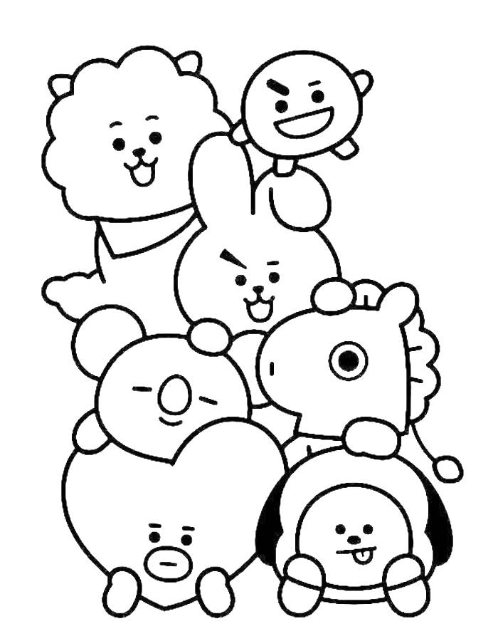 Bt21 Characters Printable Coloring Page