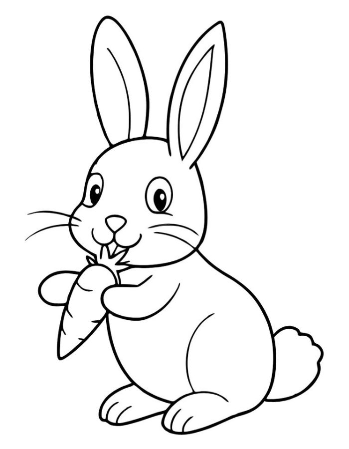 Bunny Eating Carrot Coloring Page