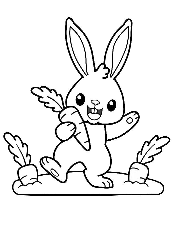 Bunny Food Drawing Coloring Page