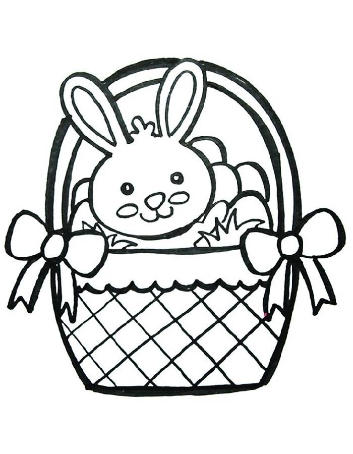 Bunny In Basket Coloring Page