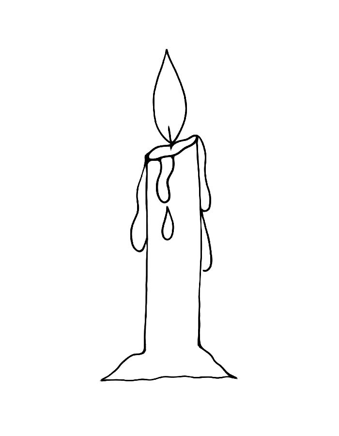 Candle Drawing For Children Coloring Page