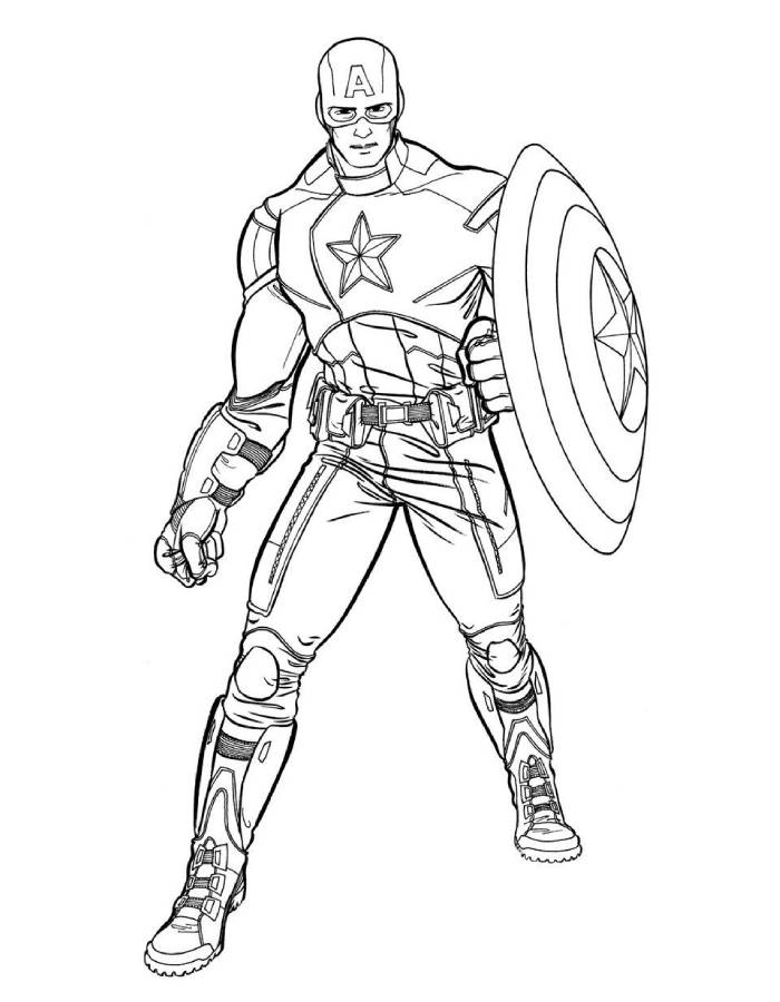 Captain America Outline Drawing Coloring Page