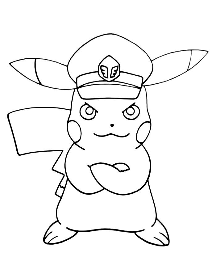 Captain Pikachu Drawing Coloring Page