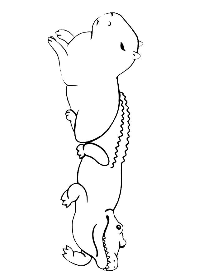 Capybara And Crocodiles Coloring Page