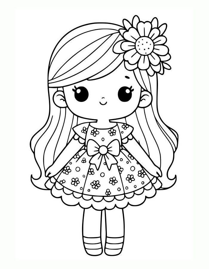 Cartoon Girl Coloring Page