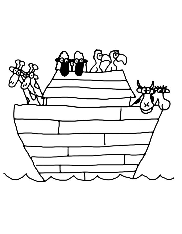 Cartoon Noah's Ark Coloring Page