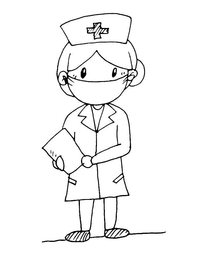 Cartoon Nurse Drawing Coloring Page