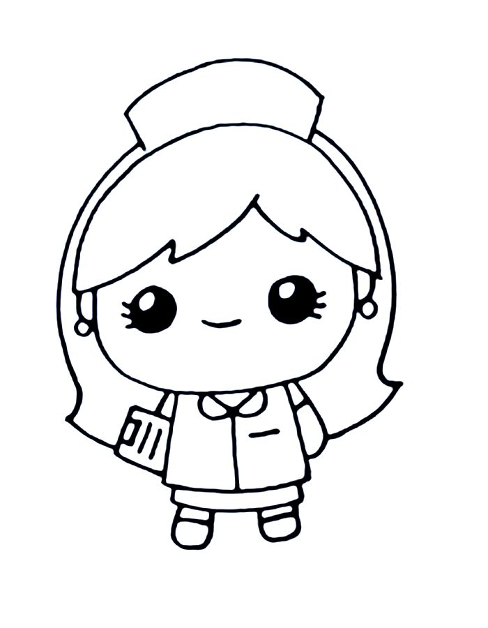 Cartoon Nurse Coloring Page