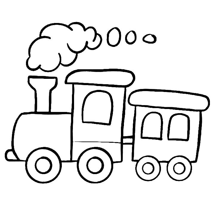 Cartoon Train Illustration Coloring Page