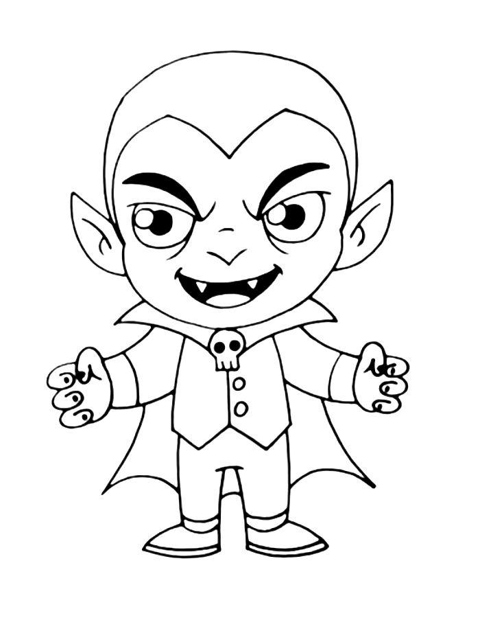 Cartoon Vampire Halloween Coloring Page