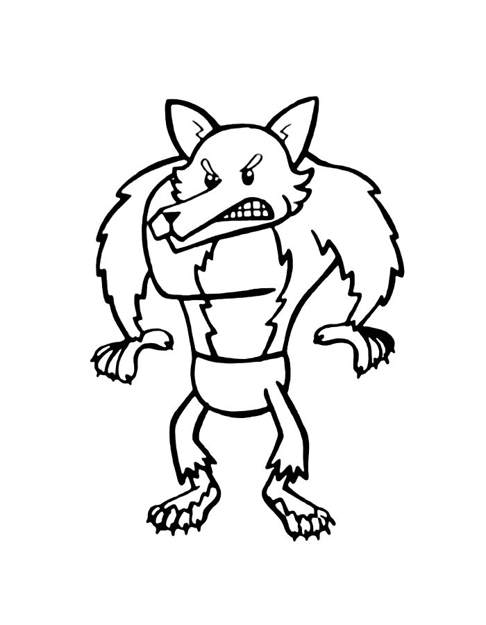 Cartoon Werewolf For Halloween Coloring Page