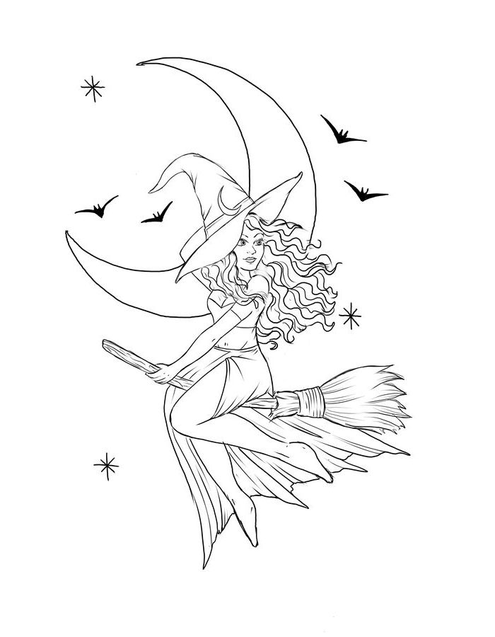 Cartoon Witch Coloring Page