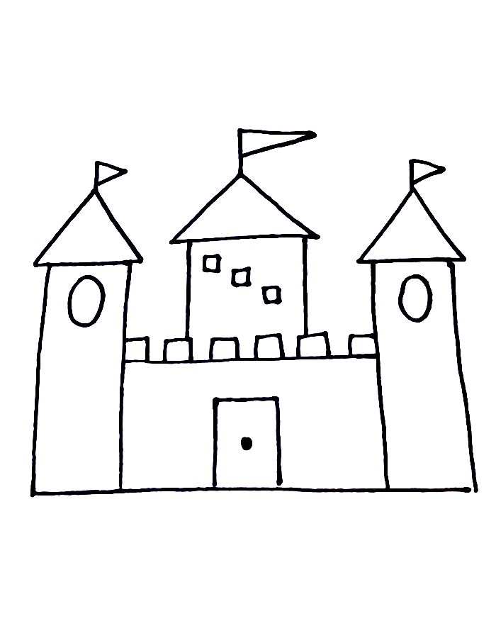 Casttle Drawings For Kids Coloring Page