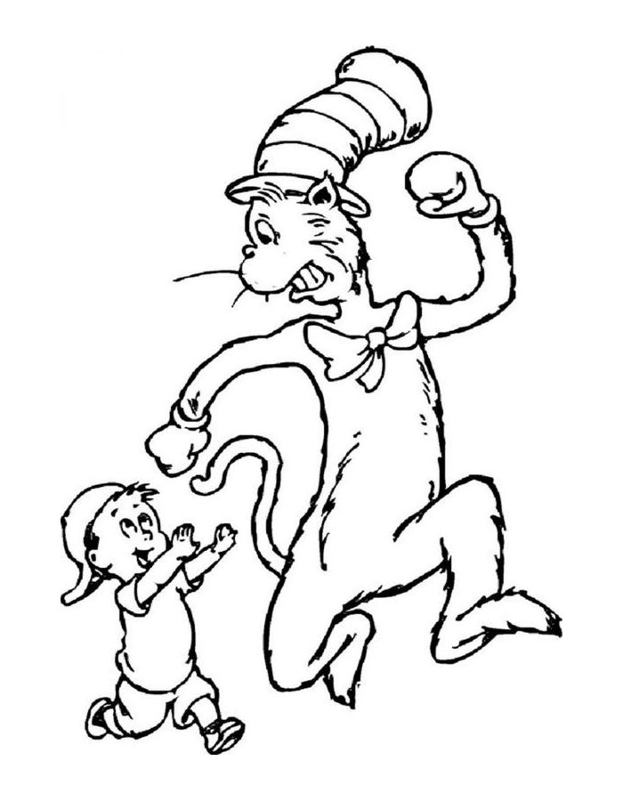 Cat In The Hat Color Sheet Coloring Page