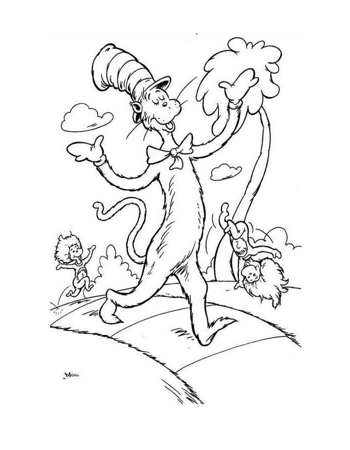 Cat In The Hat For Preschool Coloring Page