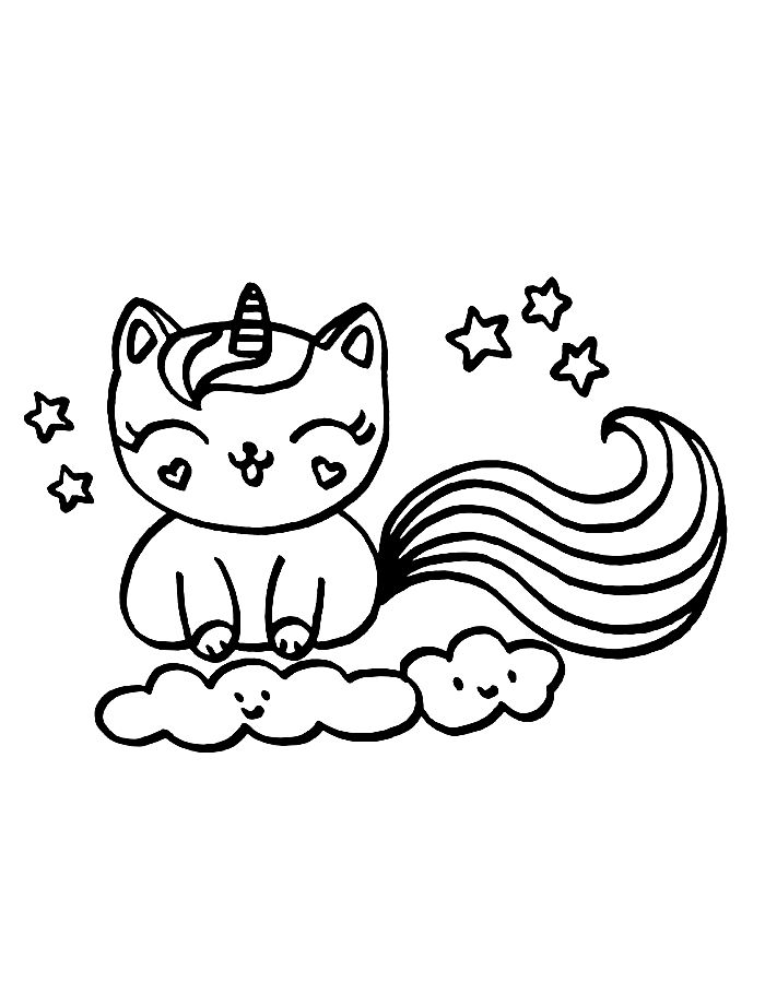 Cat Unicorn For Kids Coloring Page