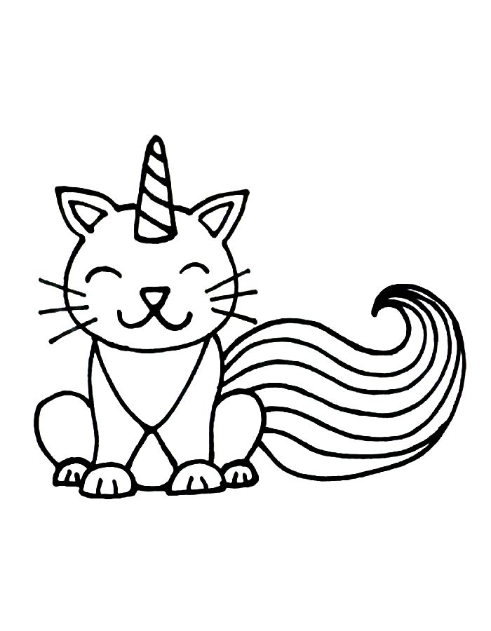 Cat Unicorn For Toddlers Coloring Page