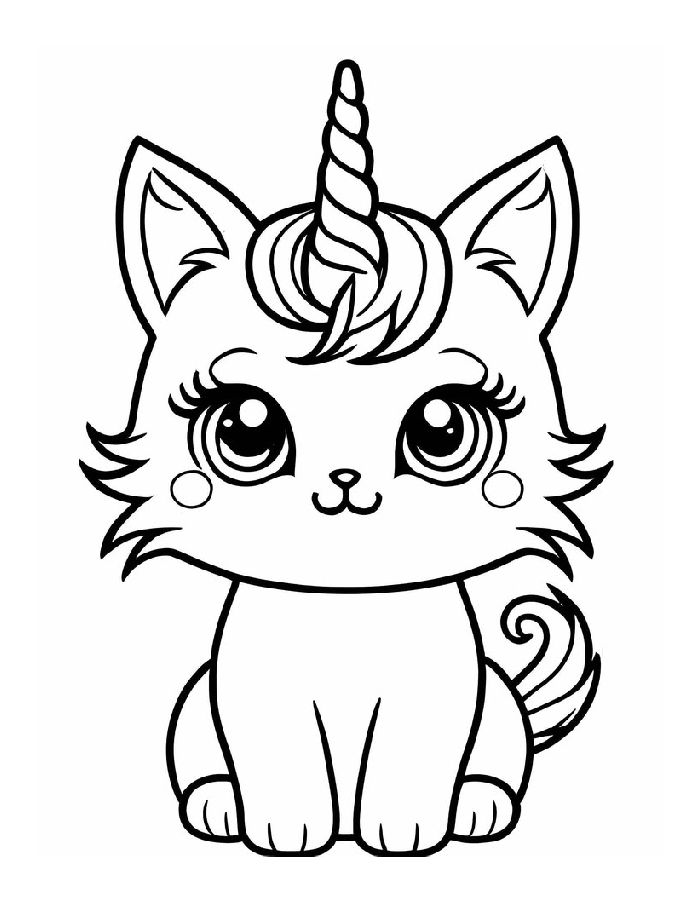 Cat Unicorn Coloring Page