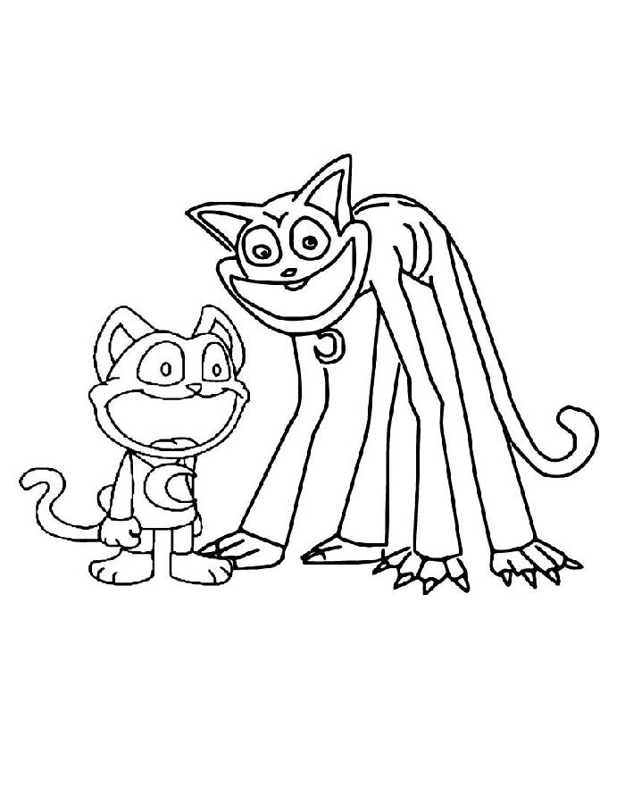 Catnap With Tall Monster Friend Coloring Page