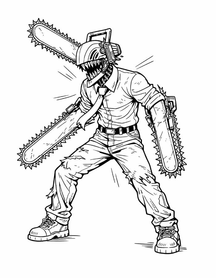 Chainsaw Man Full Body Coloring Page