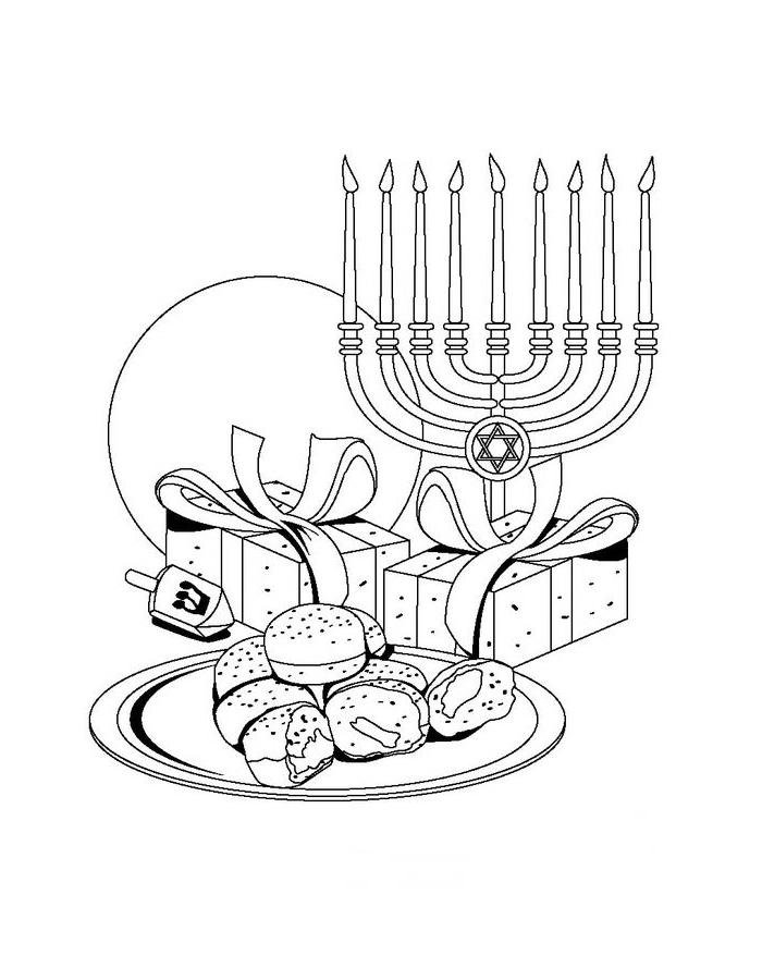 Chanuka Symbols Coloring Page