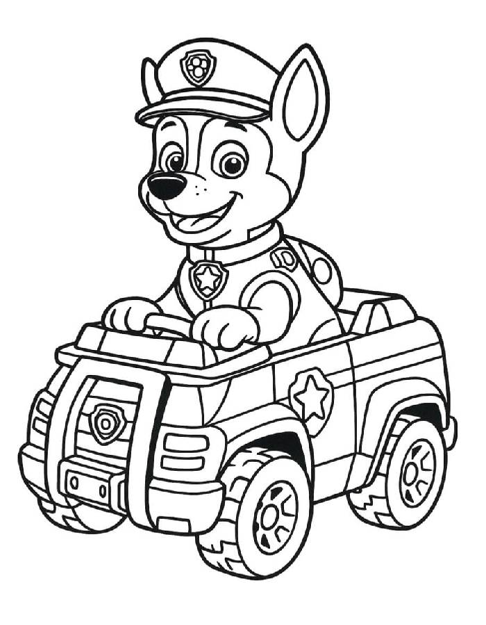 Chase From The Popular Animated Series Paw Patrol Coloring Page