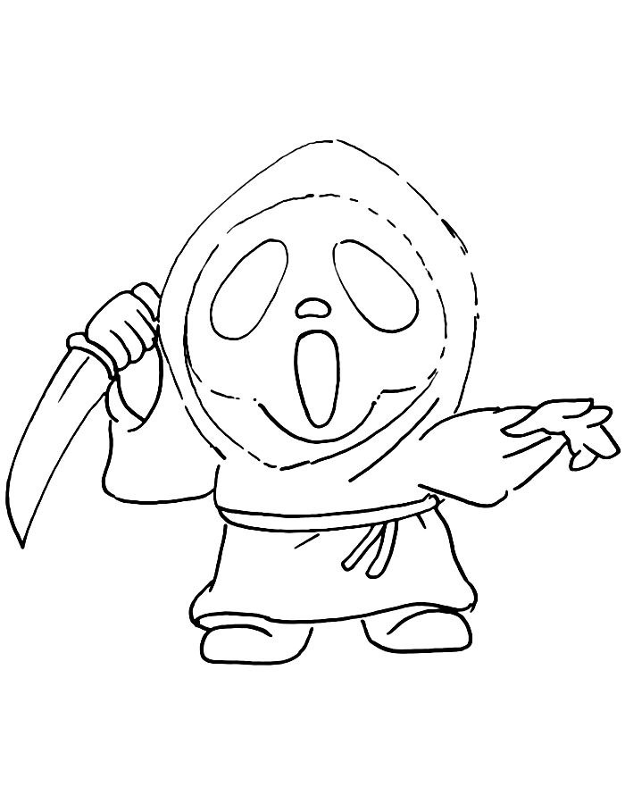 Chibi Ghostface Coloring Page