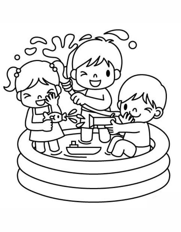 Children Playing Ball Cartoon