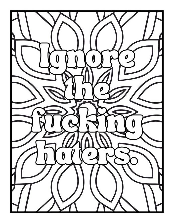 Chill Out Floral Typography Coloring Page