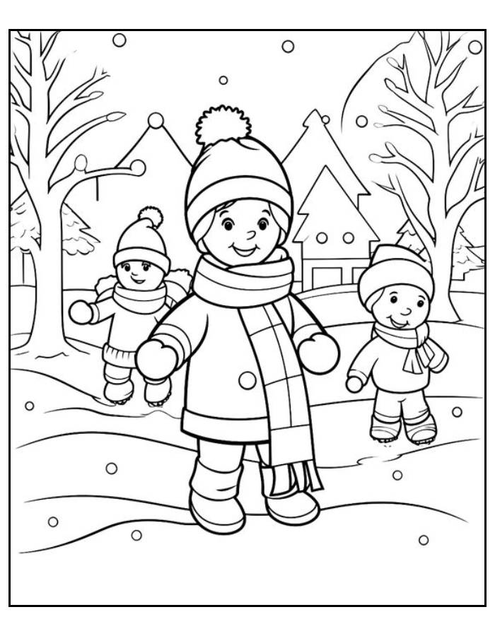 Christmas And Winter Coloring Page