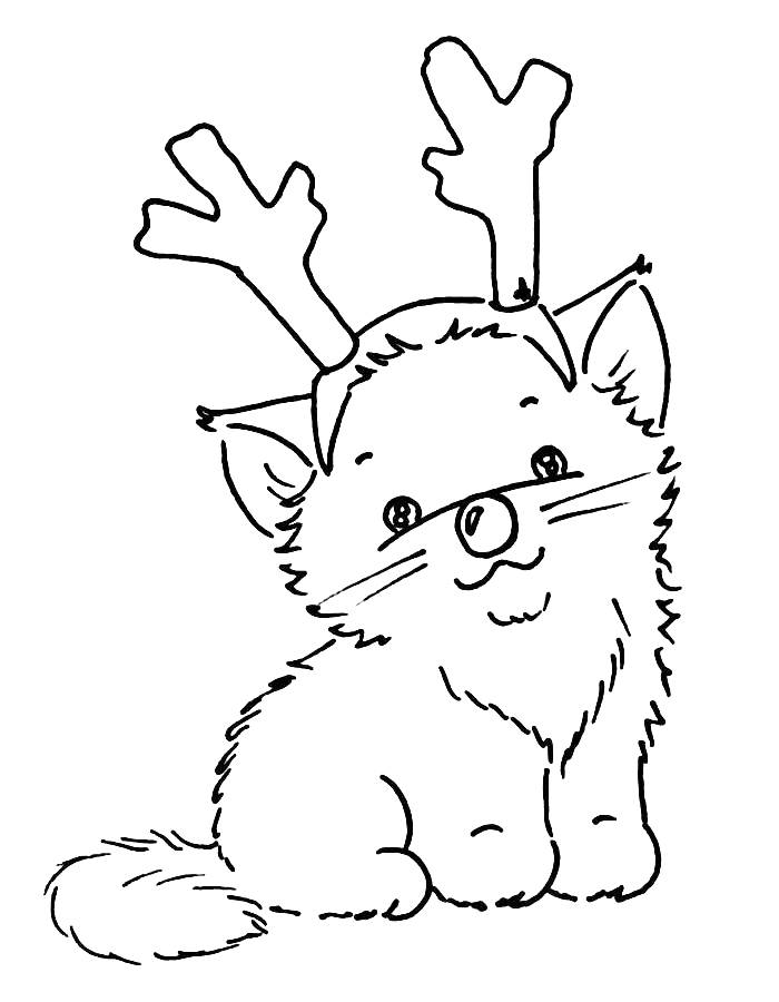 Christmas cat coloring page