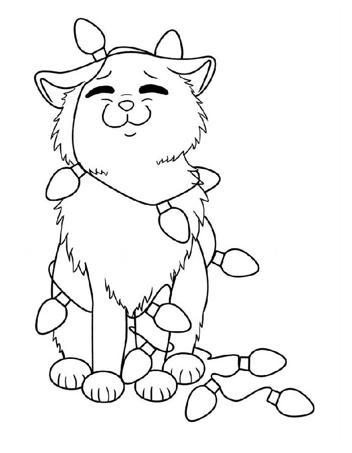 Christmas Cat Pictures Coloring Page