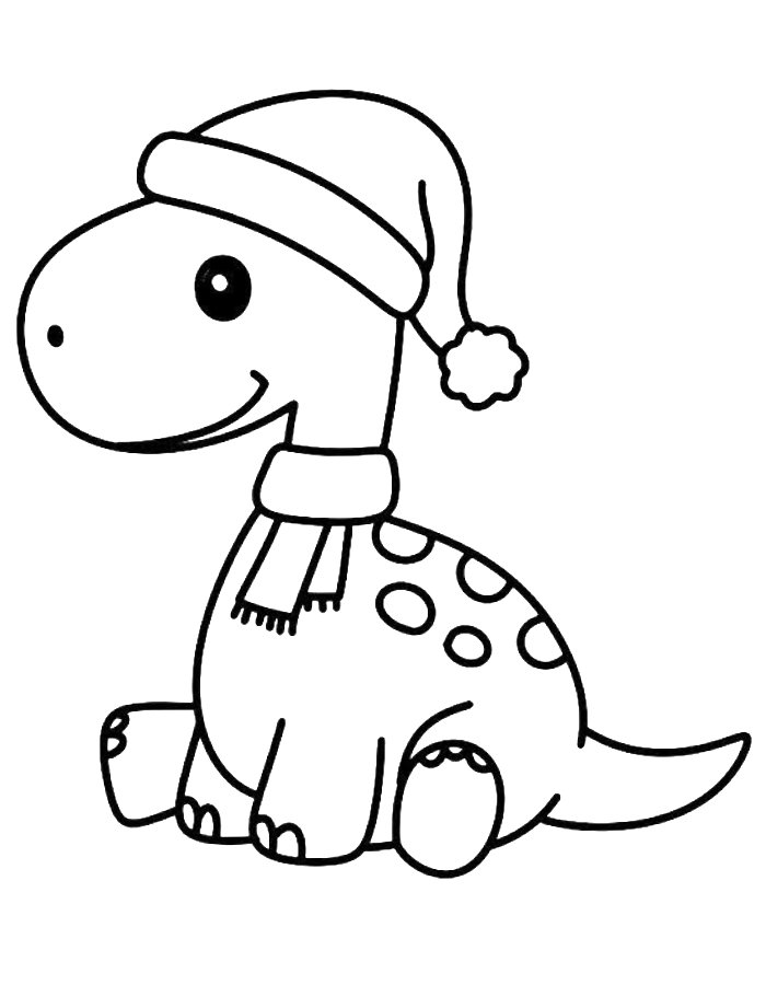 Christmas Dinosaur Coloring Page