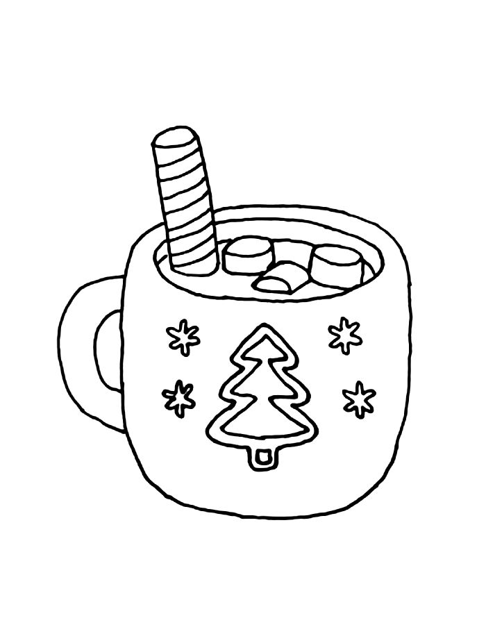 Christmas Drink Cup Hot Chocolate Coloring Page