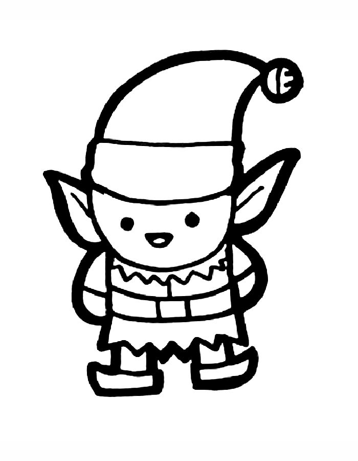 Christmas Elf Easy Pictures Coloring Page