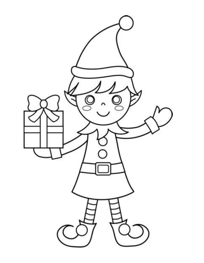 Christmas Elf On The Shelf Coloring Page