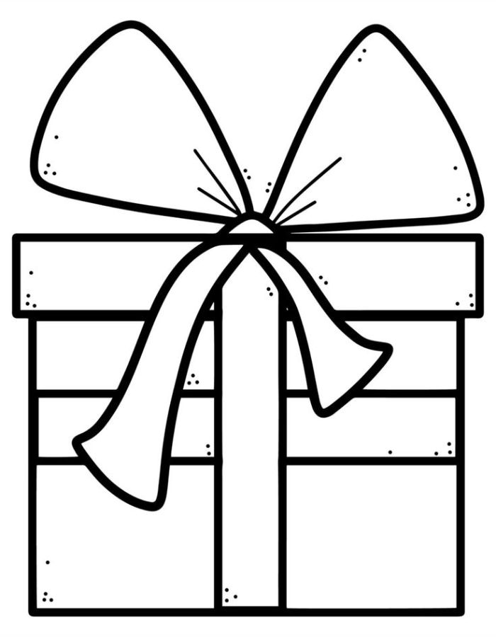 Christmas Gift Line Art Coloring Page