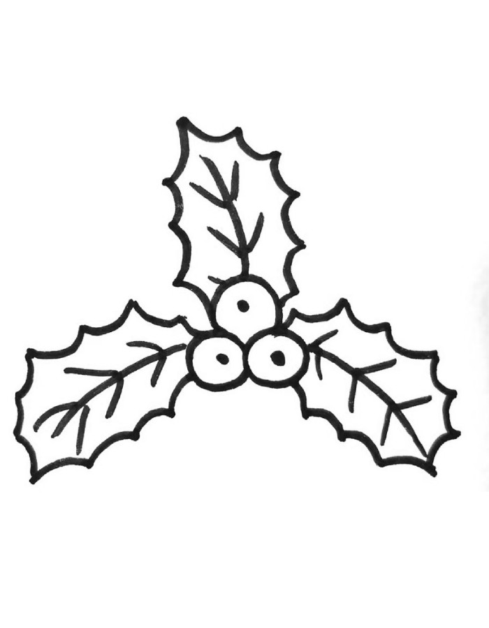 Christmas Holly Coloring Page